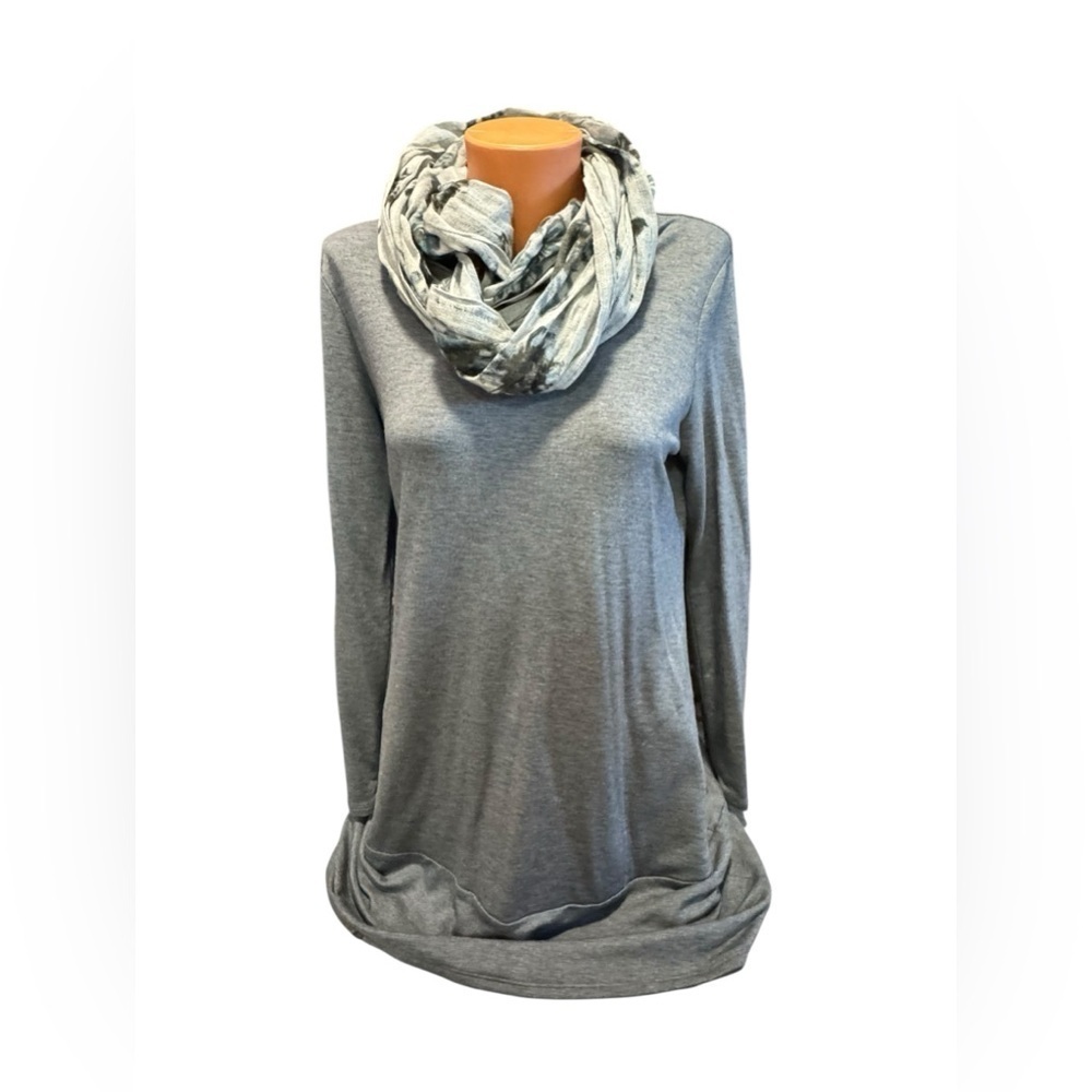 J Jill Pure Jill Knit Luxe Tencel Dress Charcoal Gray Pockets Comfort w/ Scarf